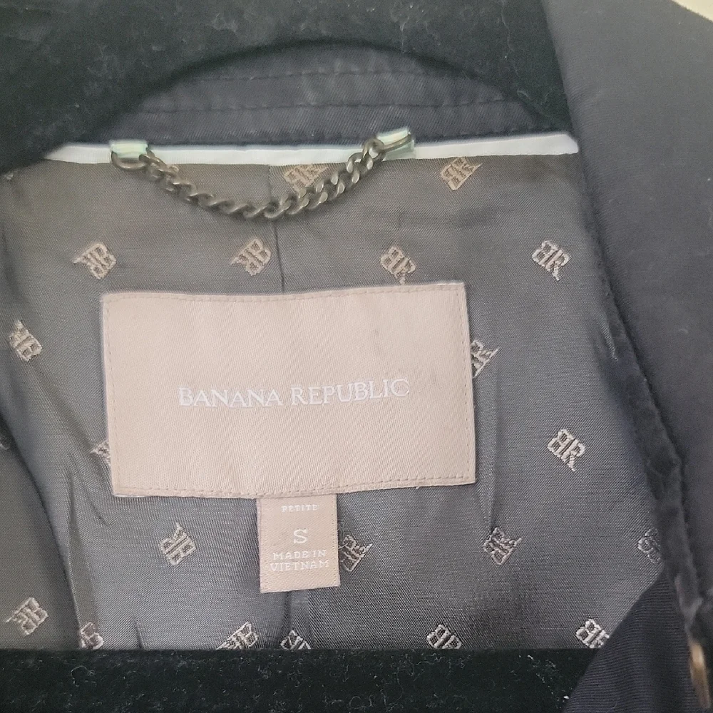 Banana Republic Black Trench Coat Double-Breasted Classic - Picture 2 of 6